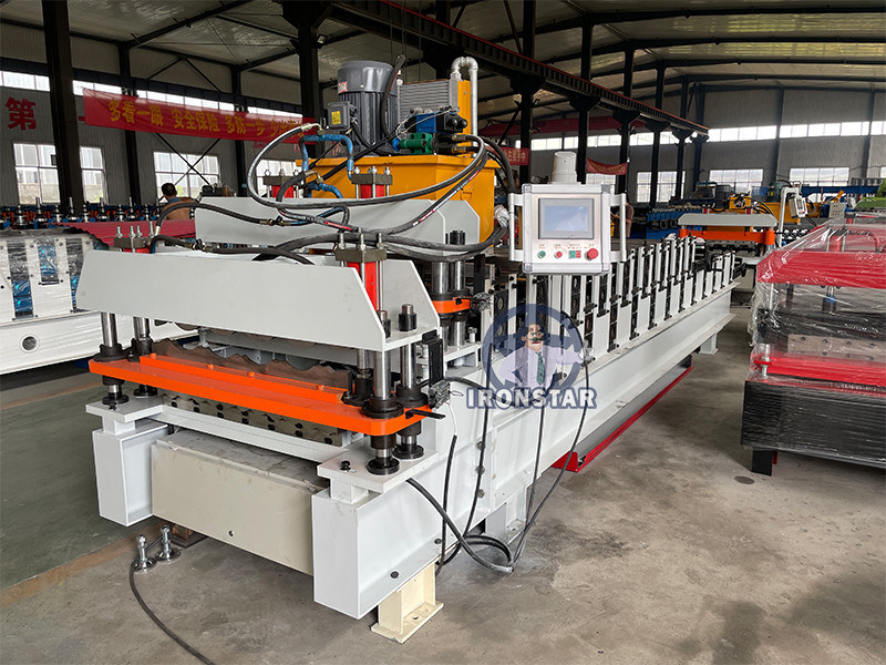 “836 Wave Panel 828 Roof Tile Double Layer Roll Forming Machine With Flying Cutting Double Layer 836 Corrugated Sheet 828 Glazed Tile Making Roll Forming Machine For Construction ”